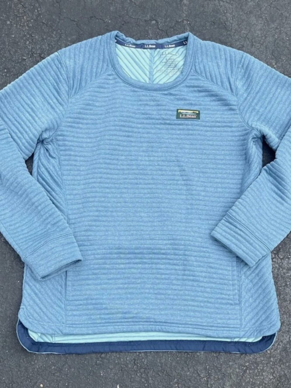 LL Bean Women’s Ribbed Textured Lightweight Blue Sweatshirt Size S Regular